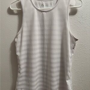 ZYIA White and Gray Fitted Sleeveless Tank Top